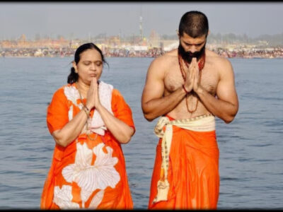 Vijay Devarakonda In Maha Kumbh With Mother Madhavi